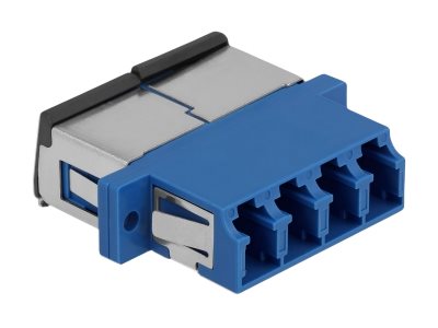 DELOCK LWL Kupplung mit Laserschutzklappe LC Quad Buchse zu LC Quad Buchse Singlemode blau