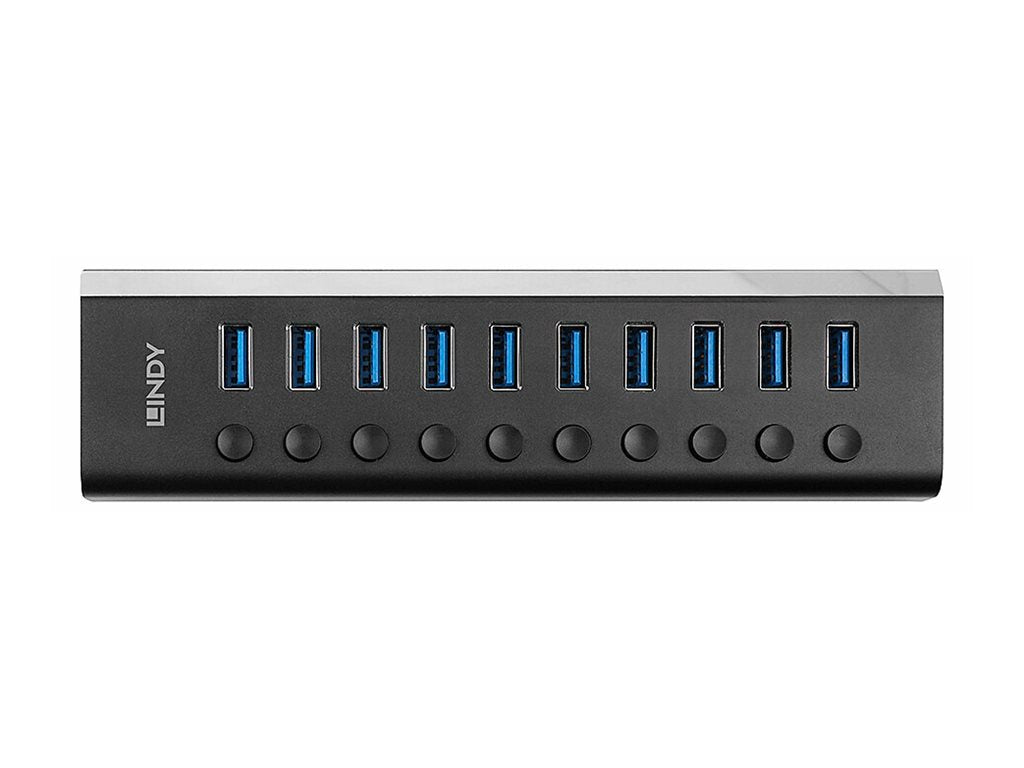 LINDY 10 Port USB 3.0 Hub Rückansicht