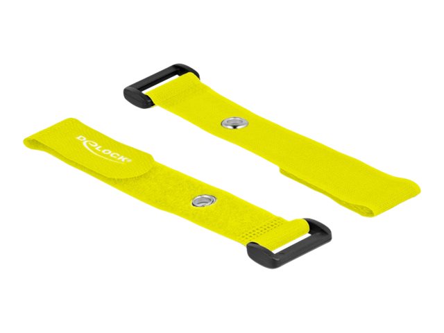 DELOCK Klett-Kabelbinder mit Schlaufe und Befestigungsöse L 190 x B 25mm gelb 5 Stück