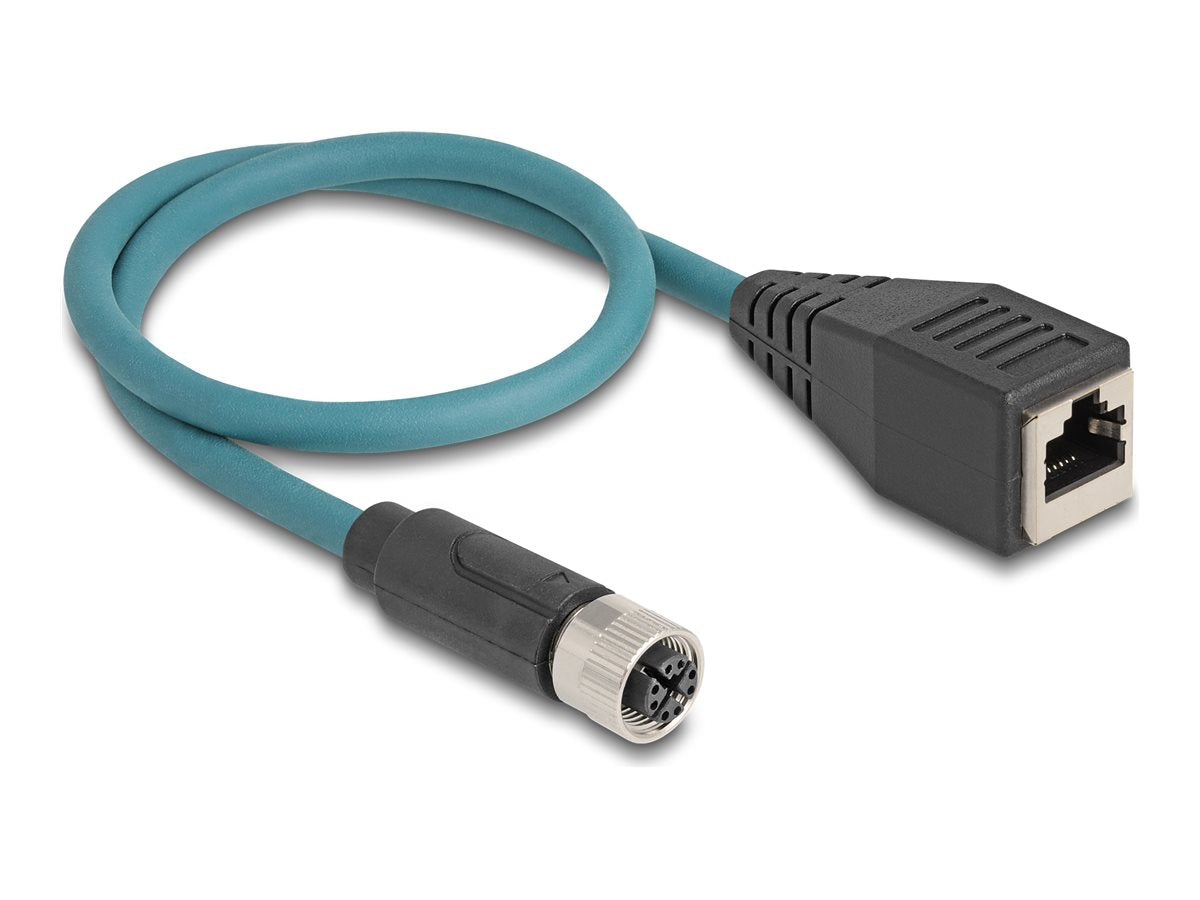 DELOCK M12 Adapterkabel X-kodiert 8 Pin Buchse zu RJ45 Buchse 50cm - Vorderansicht