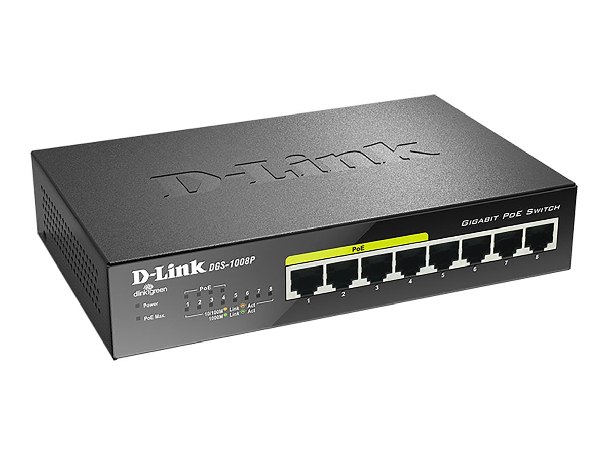 D-LINK DGS-1008P 8-Port Layer2 PoE Switch Vorderansicht