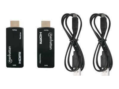 MANHATTAN HDMI over Ethernet Extender Kit kompaktes Format HDMI-Verlaengerung 1080p60Hz bis 60m Sender Empfaenger Power over Cable