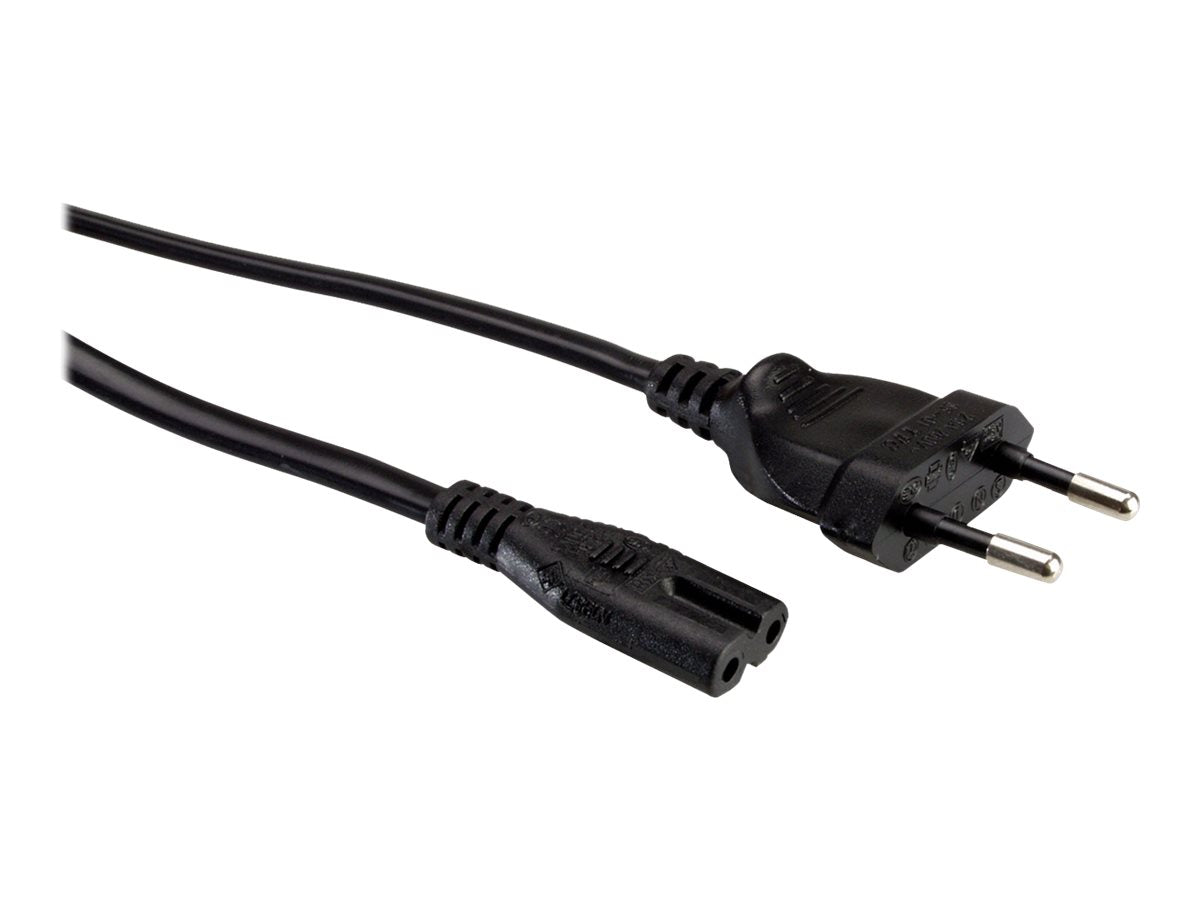 VALUE Netzkabel Euro-Flachstecker auf C7 2polig schwarz 1,8m - Vorderansicht