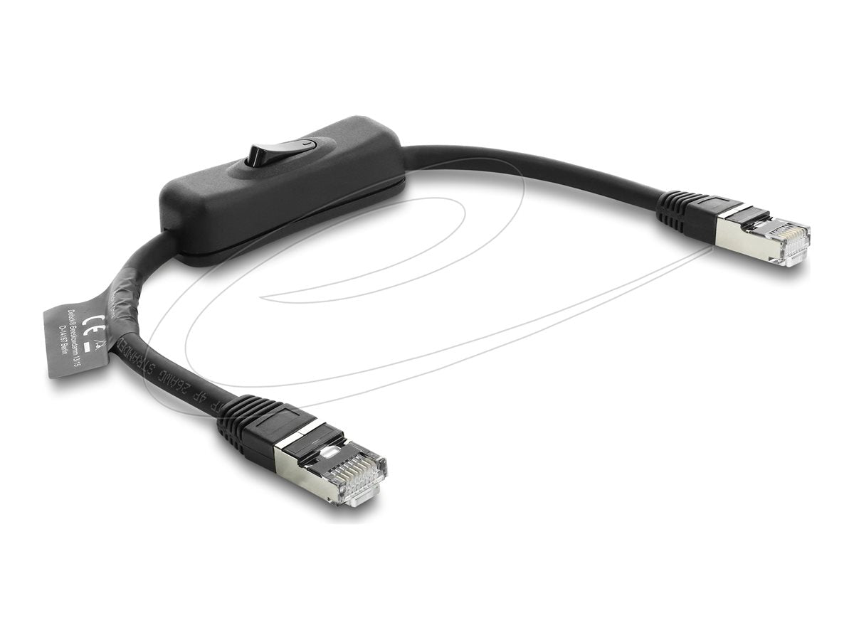 DELOCK RJ45 Kabel Stecker zu Stecker mit Schalter Cat.6 F/UTP 0,3m - Vorderansicht