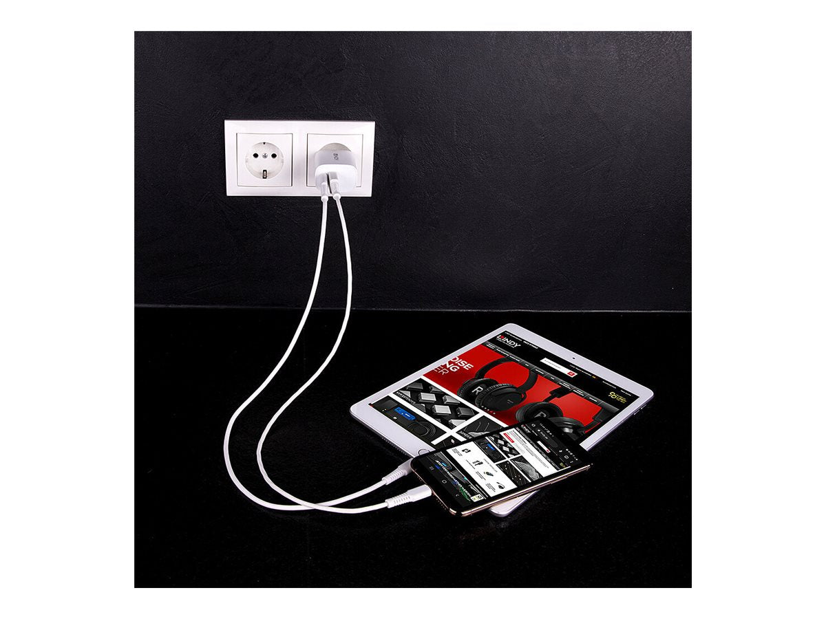 LINDY 20W USB Type A & C Charger Verpackung