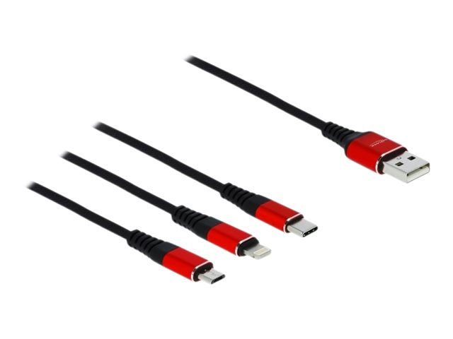 DELOCK USB Ladekabel 3 in 1 für Lightning / Micro USB / USB Type-C 1m - Vorderansicht