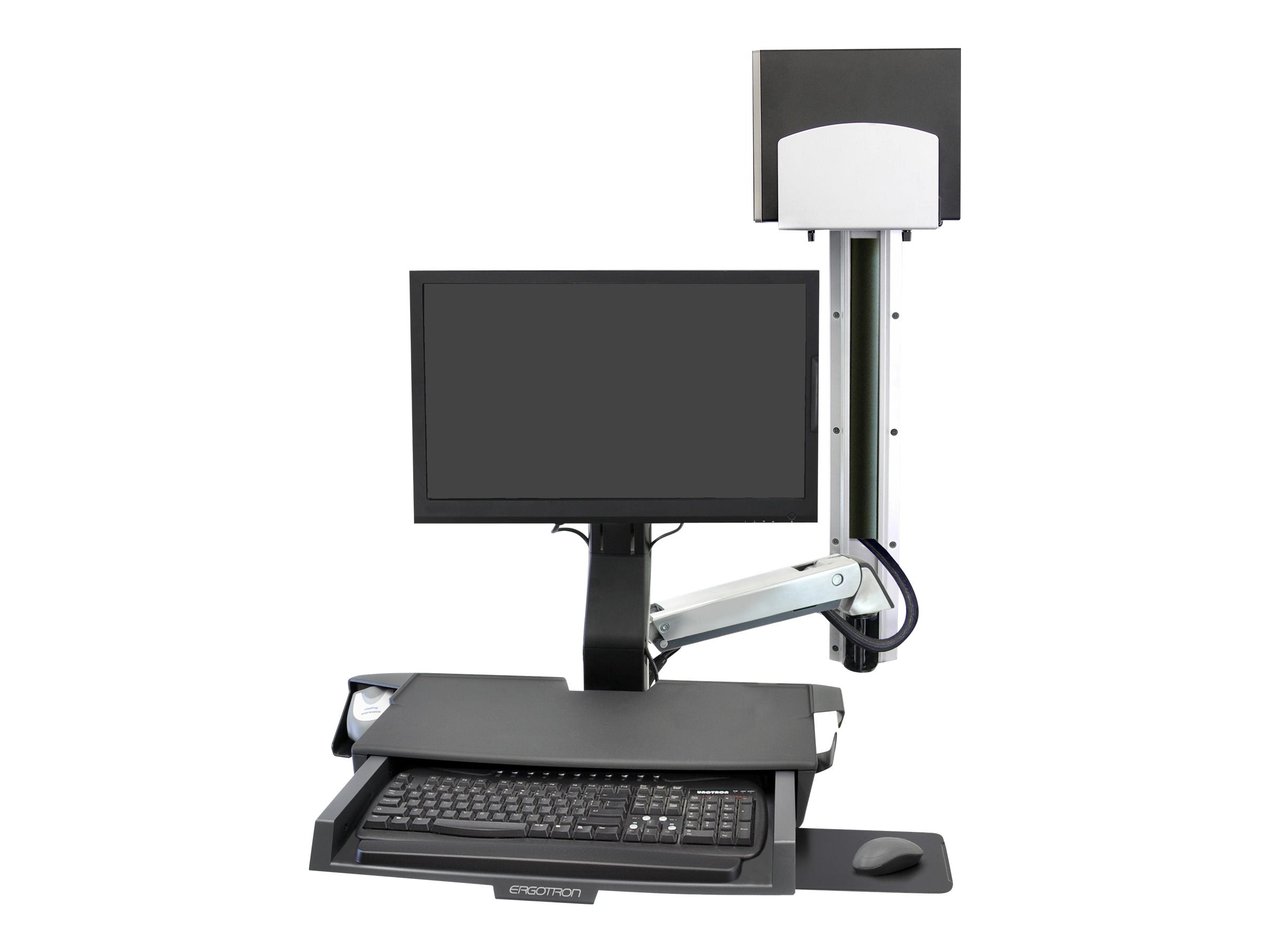 Vorderansicht des ERGOTRON StyleView Sit-Stand Combo Ablageflächen-Systems