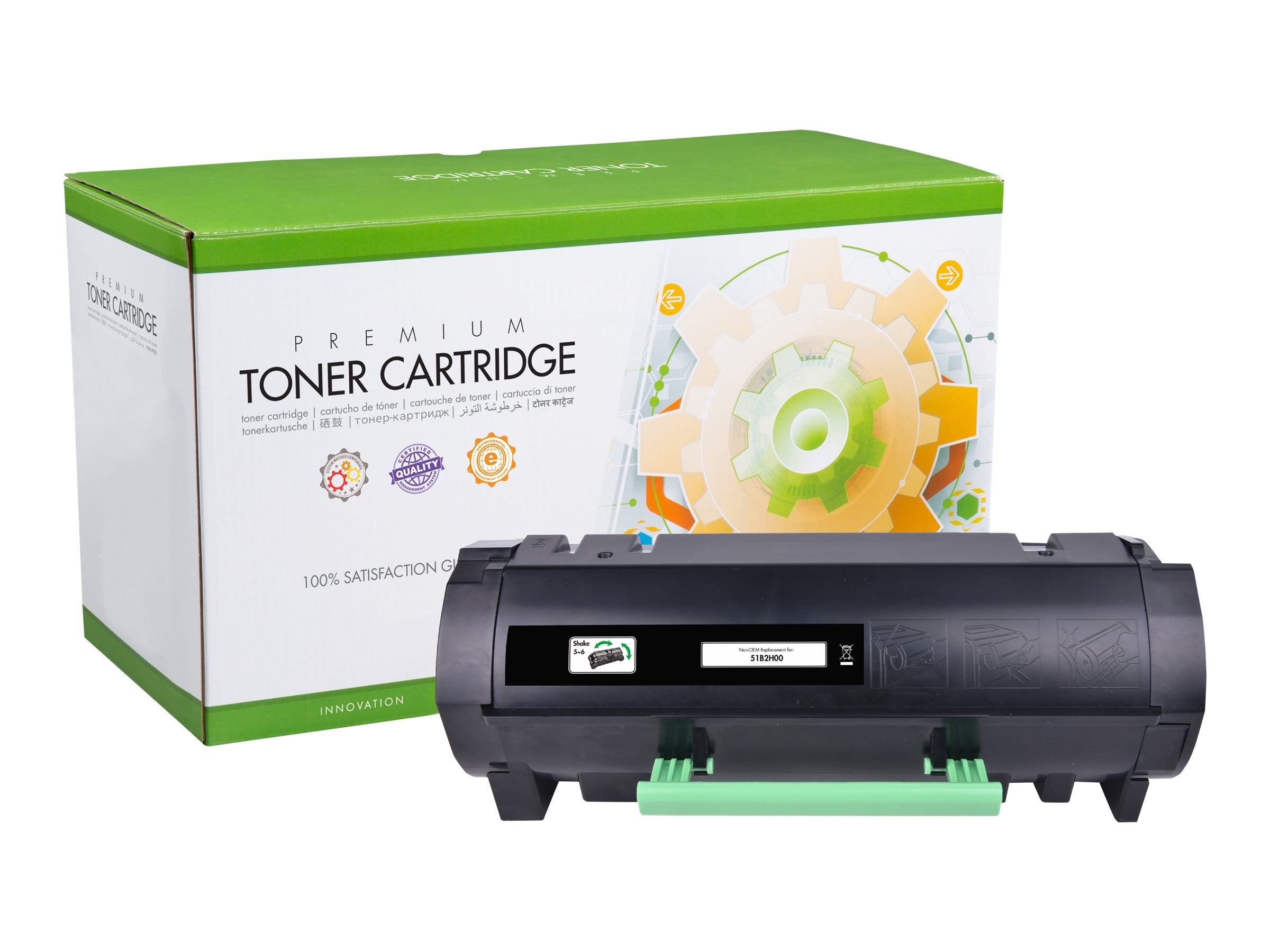 STATIC Tonerpatrone kompatibel mit Lexmark 51B2H00 schwarz - Vorderansicht