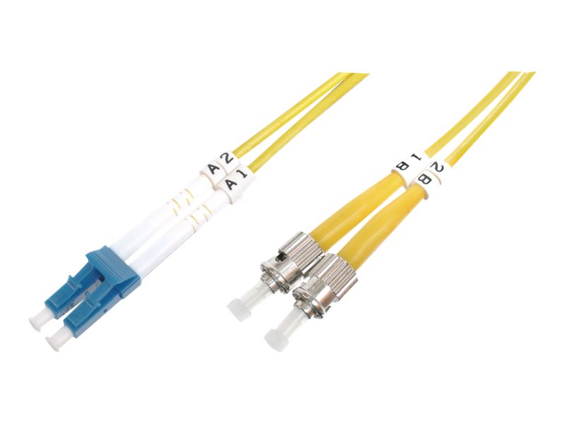 DIGITUS LWL Patchkabel LC zu ST OS2 Singlemode 09/125 Duplex Vorderansicht