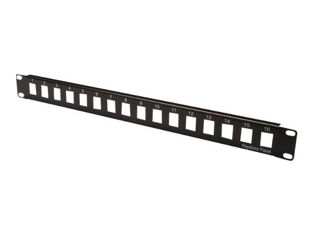 DIGITUS Patch Panel 16port modular 1HE ungeschirmt schwarz RAL9005 - Vorderansicht