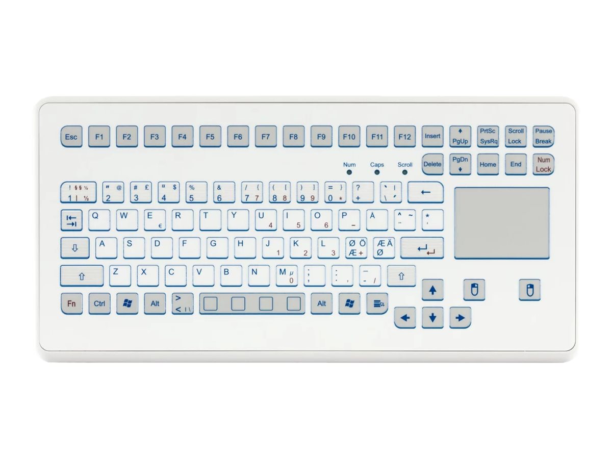 GETT InduDur robuste widerstandsfähige Folientastatur Kurzhubtasten mit Touchpad und integriertem NUM IP65 USB Layout DE
