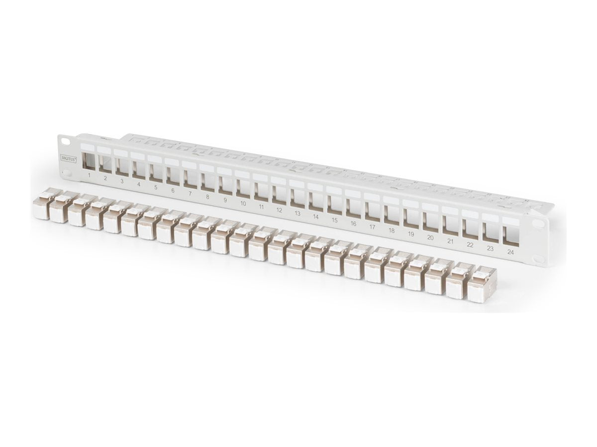 DIGITUS Modulares Patch Panel geschirmt 24-Port 1U Vorderansicht