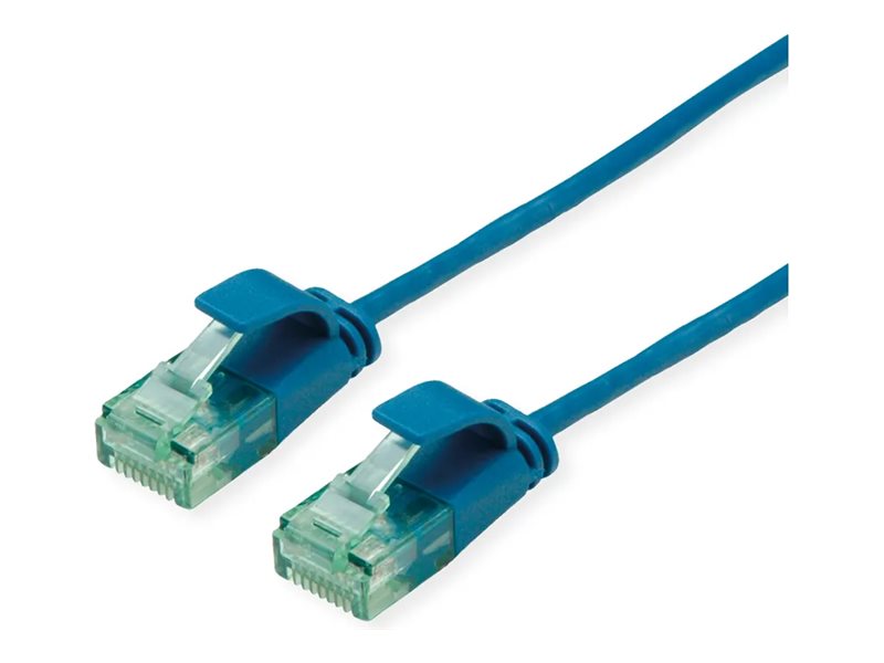 ROLINE RM UTP DataCenter Patchkabel Kat.6A Class EA slim blau 0,15m - Vorderansicht