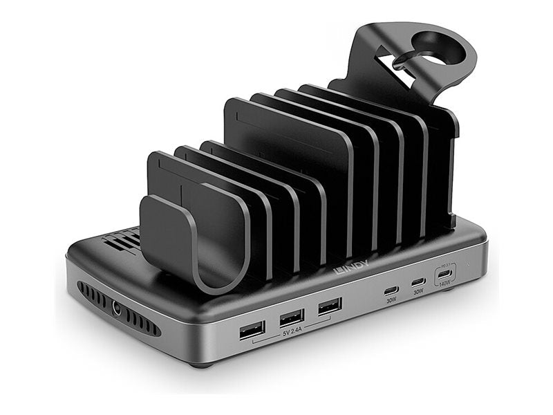 LINDY 160W 6 Port USB-Ladestation Anschlussmöglichkeiten