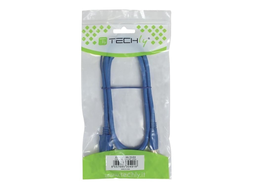 TECHLY USB3.0 Anschlusskabel blau 0,5m Vorderansicht