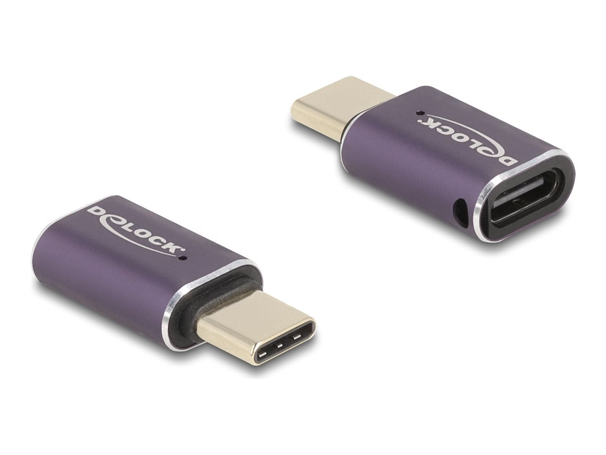 DELOCK USB Adapter 40 Gbps USB Type-C PD 3.1 240 W Stecker zu Buchse Portschoner 8K 60 Hz Metall
