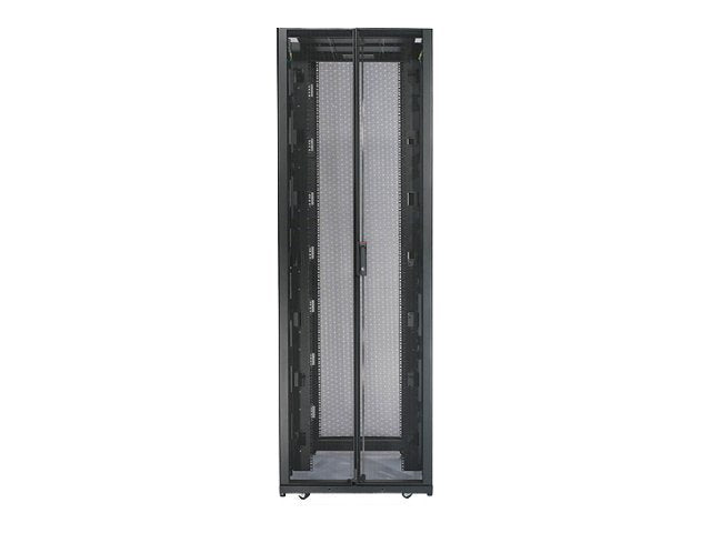 Vorderansicht des APC NetShelter SX 48U Gehäuses ohne Türen in Schwarz