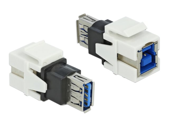 DELOCK Keystone Modul USB 3.0 A Buchse > USB 3.0 B Buchse weiss - Vorderansicht