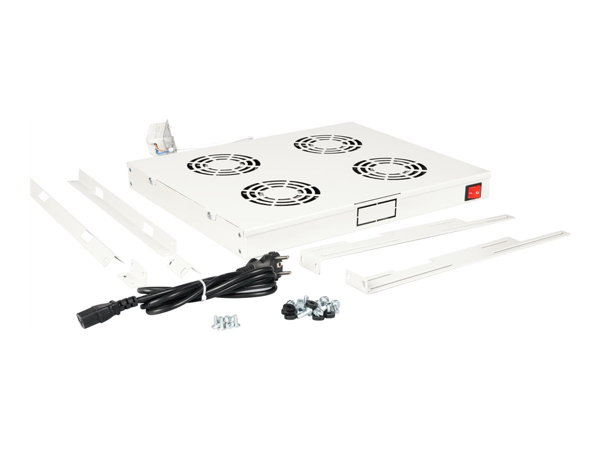 ROLINE Dachluftereinheit 48,26cm 19Zoll 4 Lüfter Thermostat grau - Vorderansicht