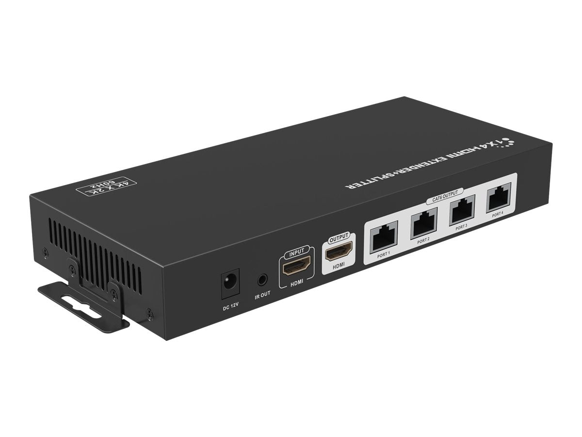 TECHLY HDMI 1x2 Extender Splitter 1xSendereinheit und 4xEmpfaengereinheit Verlaengert das HDMI-Signal ueber CAT6-Kabel bis zu 60m