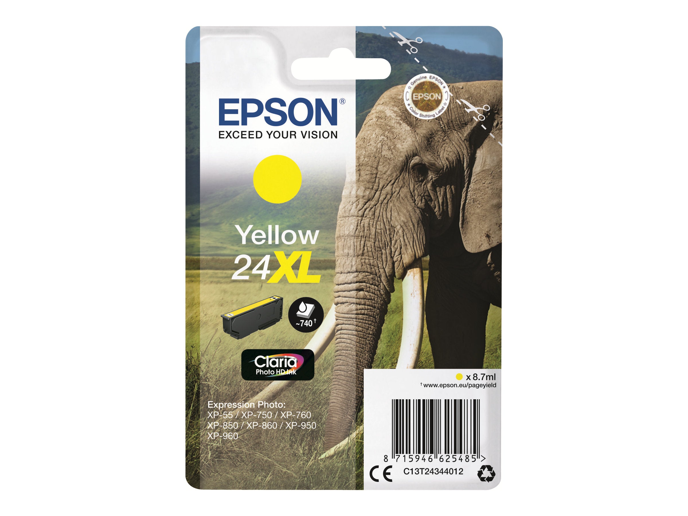 EPSON 3LB 24XL Tintenpatrone Gelb Vorderansicht