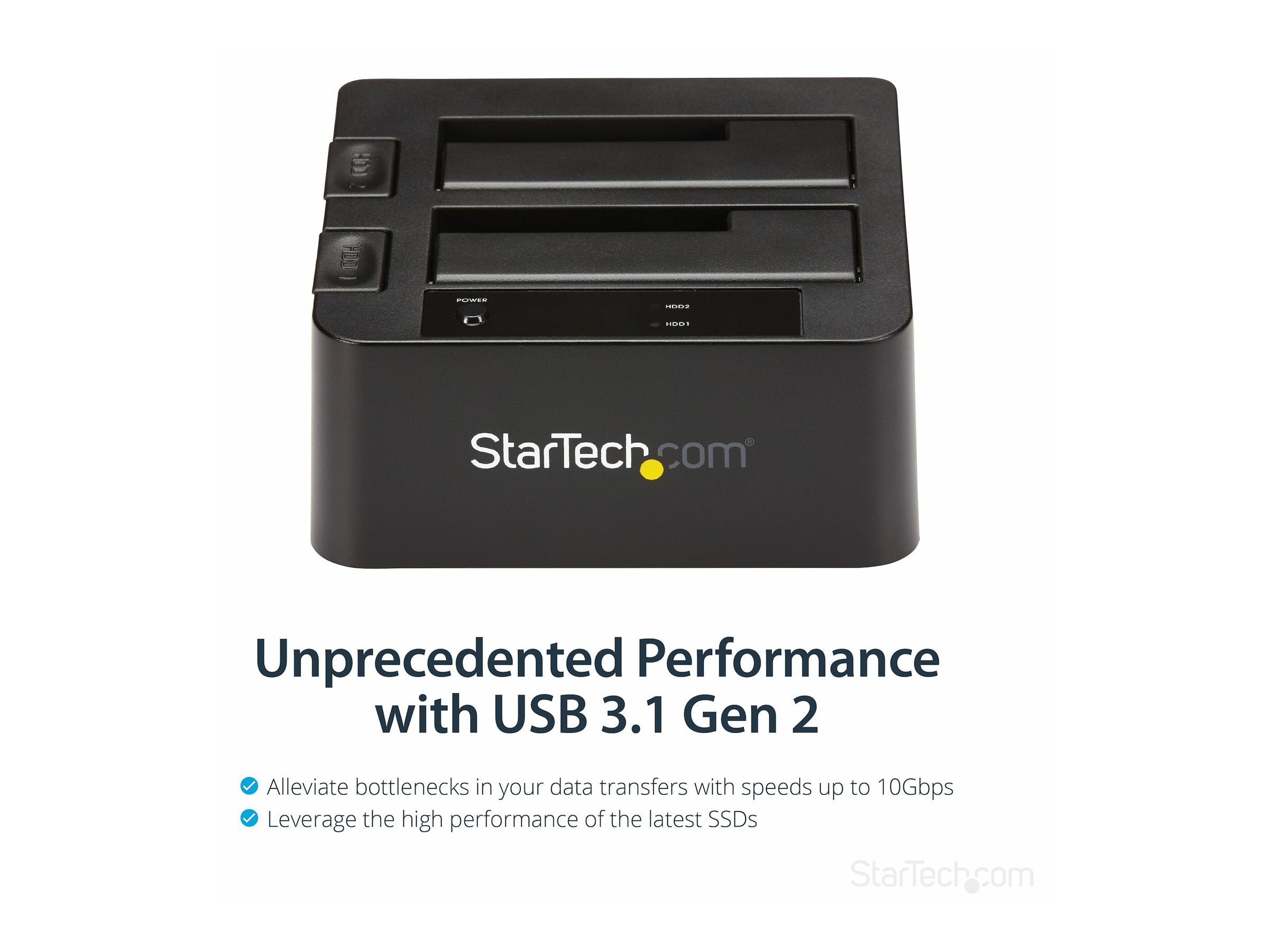 STARTECH.COM USB 3.1 Dual-bay Festplatten Dockingstation mit angeschlossenem Kabel