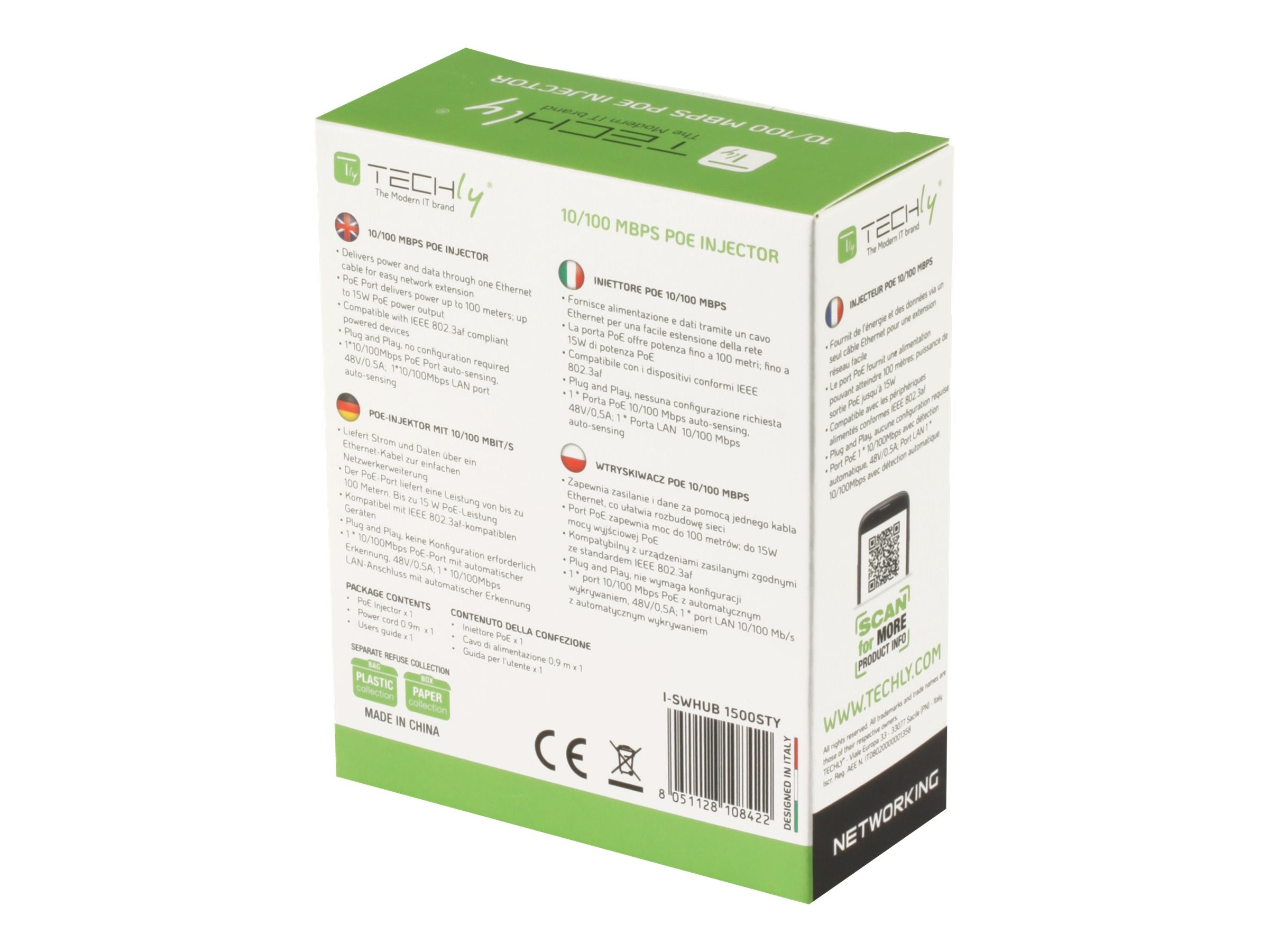 TECHLY PoE Injector Anschlussansicht