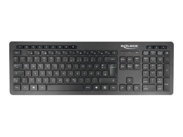 DELOCK USB Tastatur 2,4GHz kabellos schwarz - Lautlos Vorderansicht
