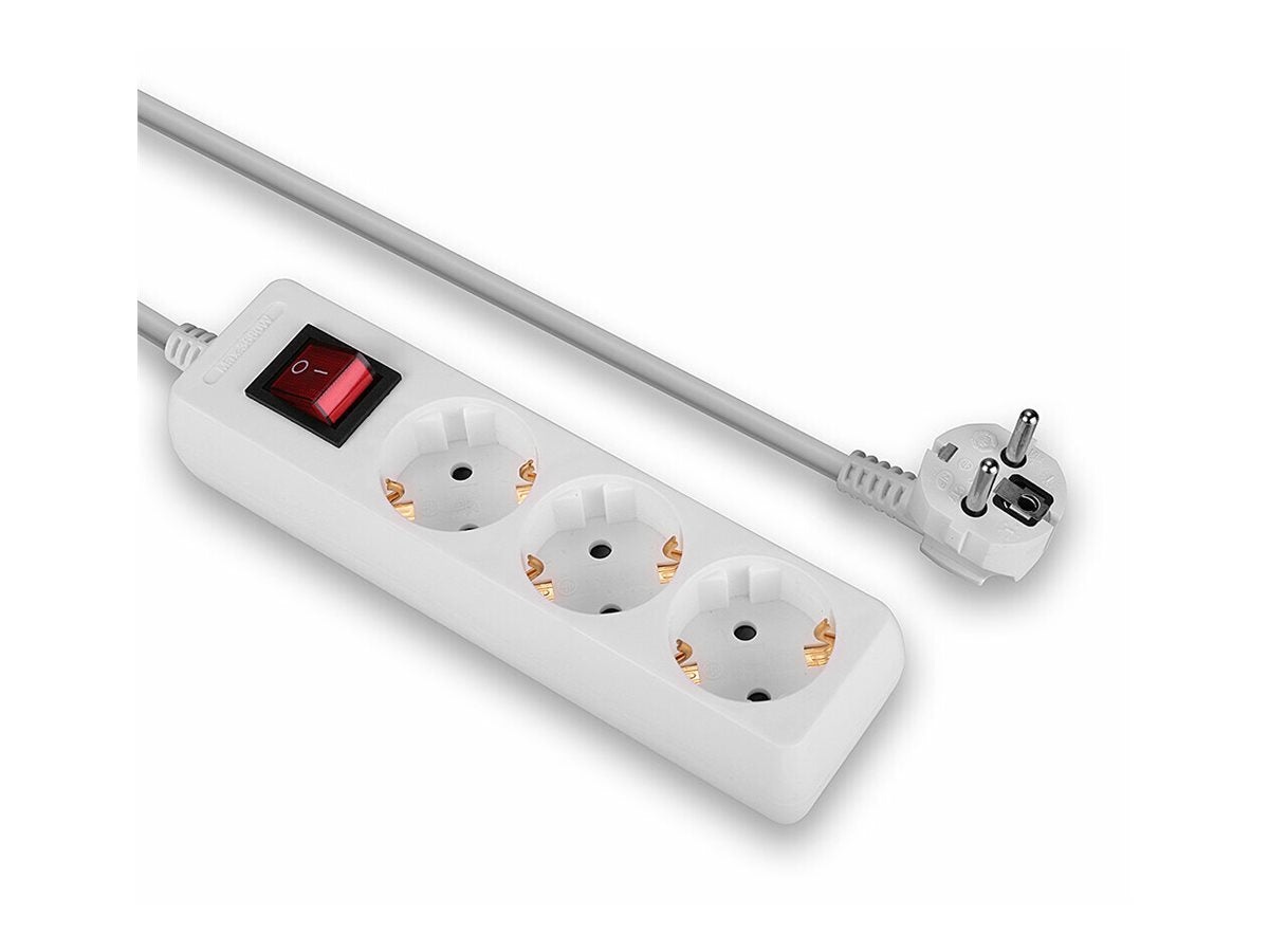 LINDY 3-fach Schuko Steckdosenleiste mit Schalter - Vorderansicht