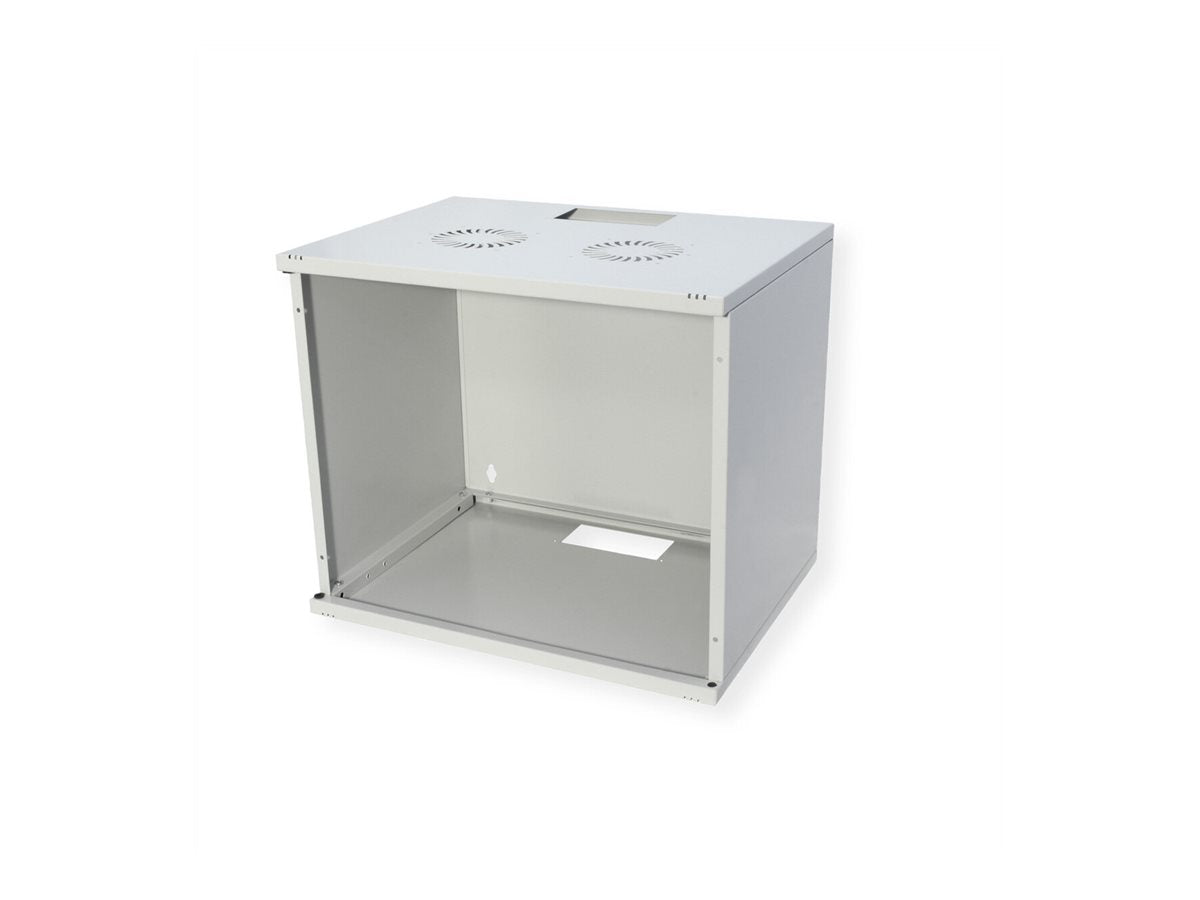 ROLINE Wandgehäuse Basic 48,26cm 19Zoll 9 HE 540x400 BxT Bausatz grau - Detailansicht der Glastür