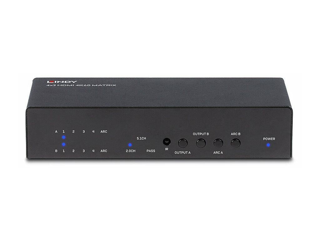 LINDY 4x2 HDMI 2.0 4K Matrix Switch Vorderansicht