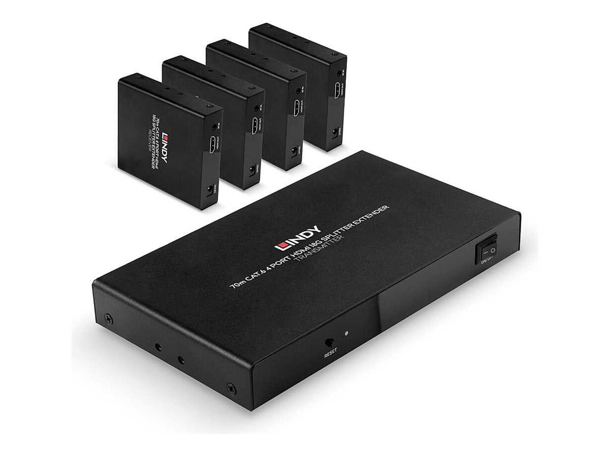 LINDY 70m 4 Port Cat.6 HDMI 4K60 Splitter Extender Verpackung