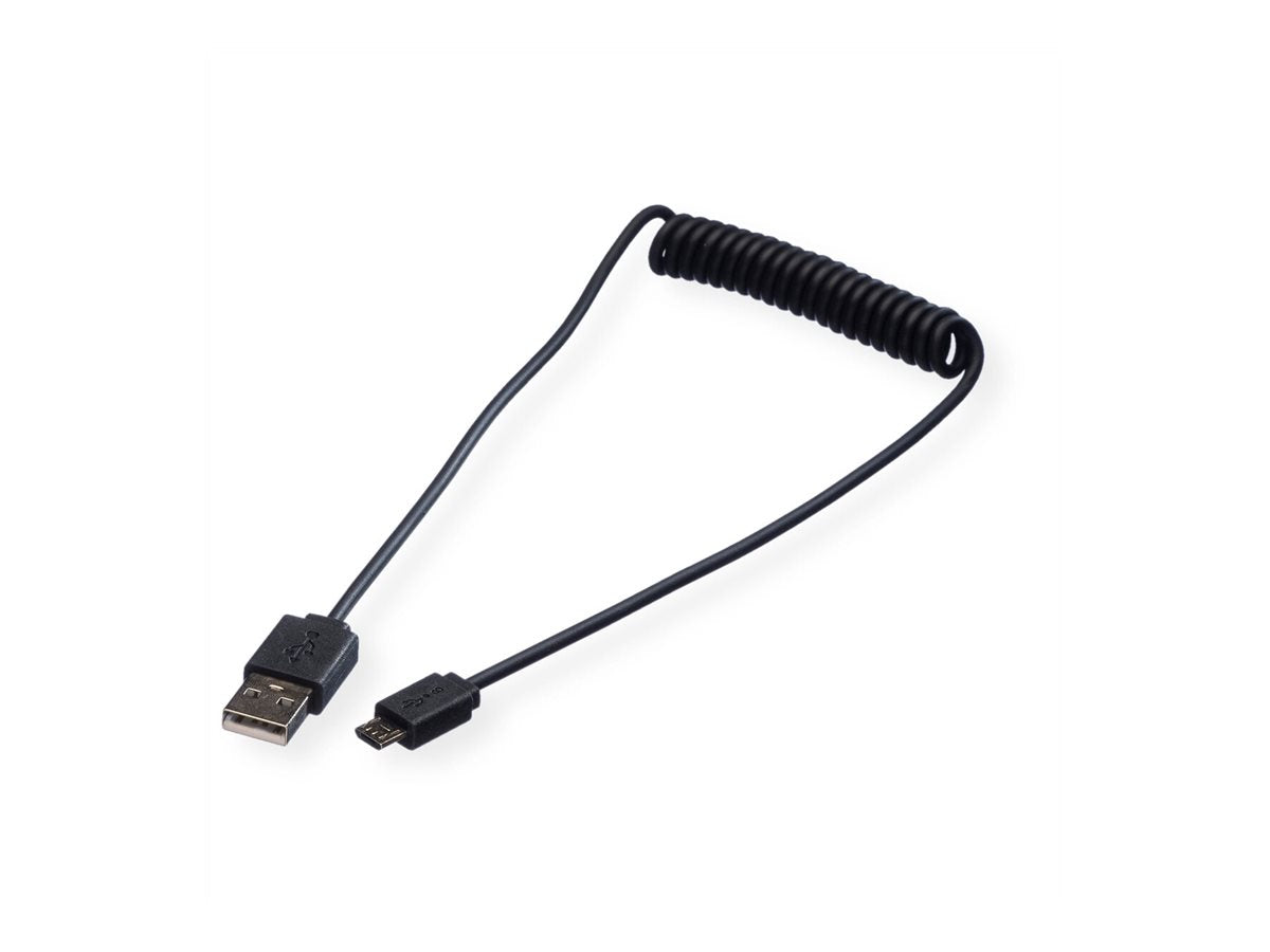 ROLINE USB 2.0 Spiralkabel A - Micro B ST/ST 1m Vorderansicht