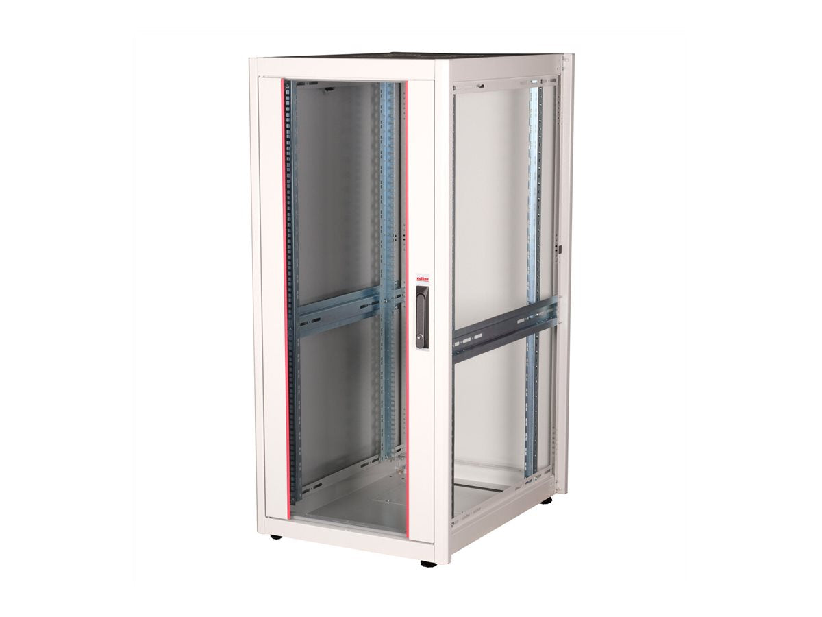 ROLINE Netzwerkschrank Basic 48,26cm 19Zoll 26 HE 600x800 BxT Glastür grau - Detailansicht der Glastür