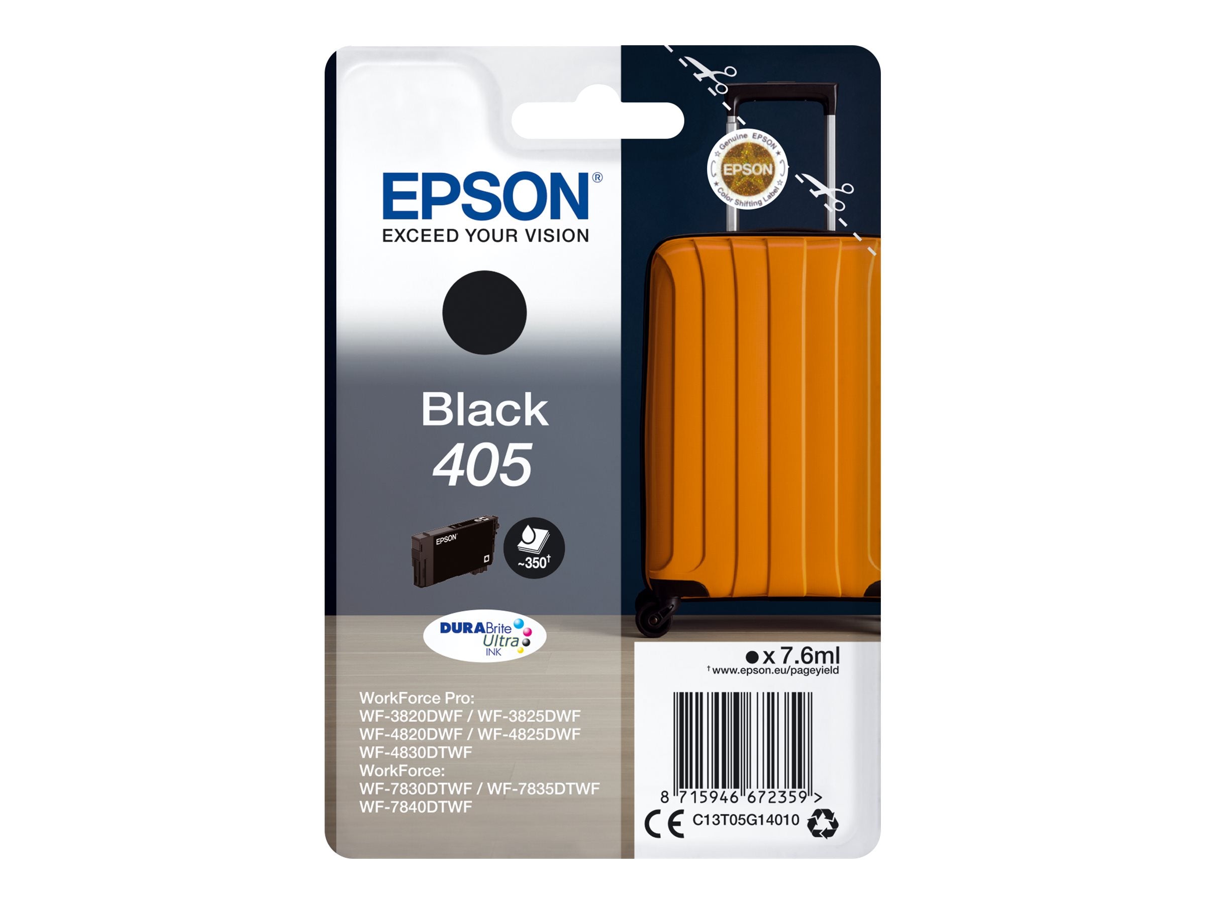 EPSON 4LB Singlepack Black 405 DURABrite Ultra Ink Vorderansicht