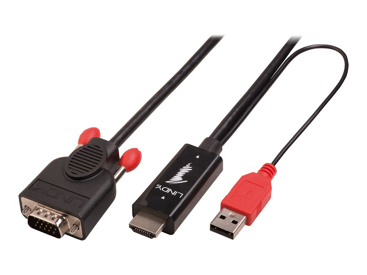 LINDY Kabel HDMI an VGA aktiv 1m Stecker / Stecker - Vorderansicht