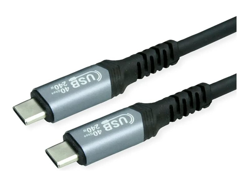 VALUE USB4 Gen3x2 Kabel C-C ST/ST 40Gbit/s 240W schwarz 0,8m Vorderansicht