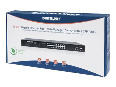 INTELLINET 16 Port Gigabit PoE+ Switch Detailansicht