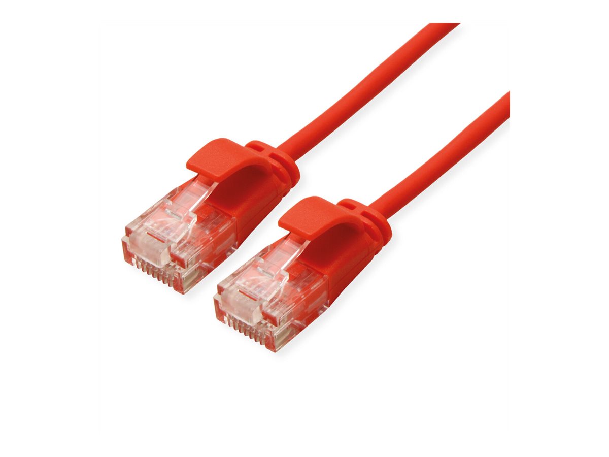 ROLINE GREEN UTP Patchkabel Kat.6A Class EA LSOH slim rot 0,15m Vorderansicht