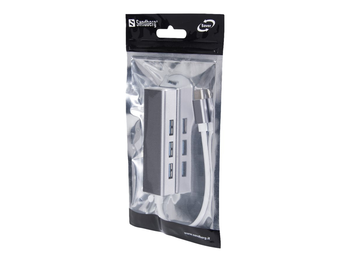 SANDBERG USB-C to 4 x USB 3.0 Hub SAVER Vorderansicht