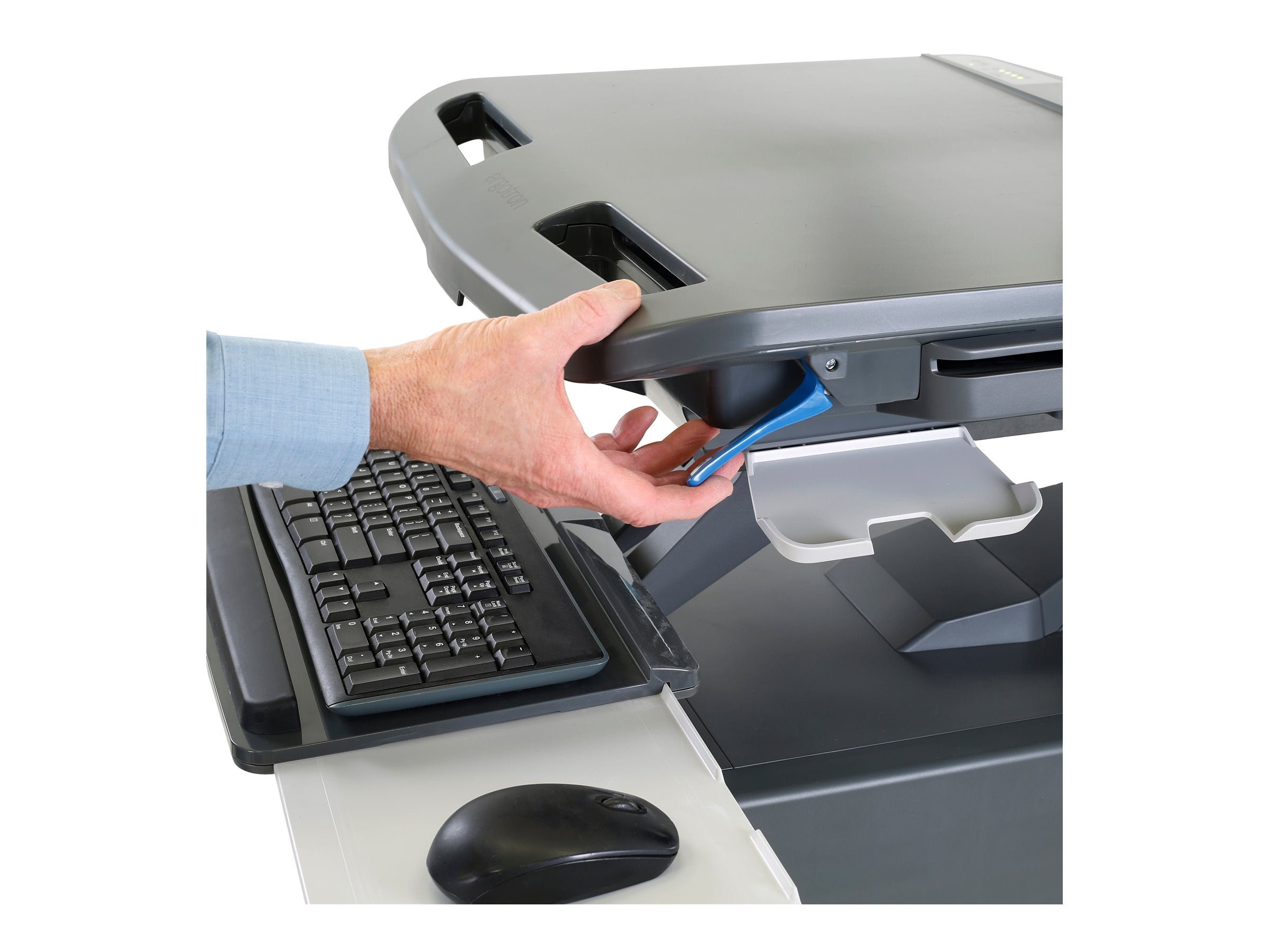 Vorderansicht des ERGOTRON Styleview Cart LCD Pivot Life Powered in Dunkelgrau