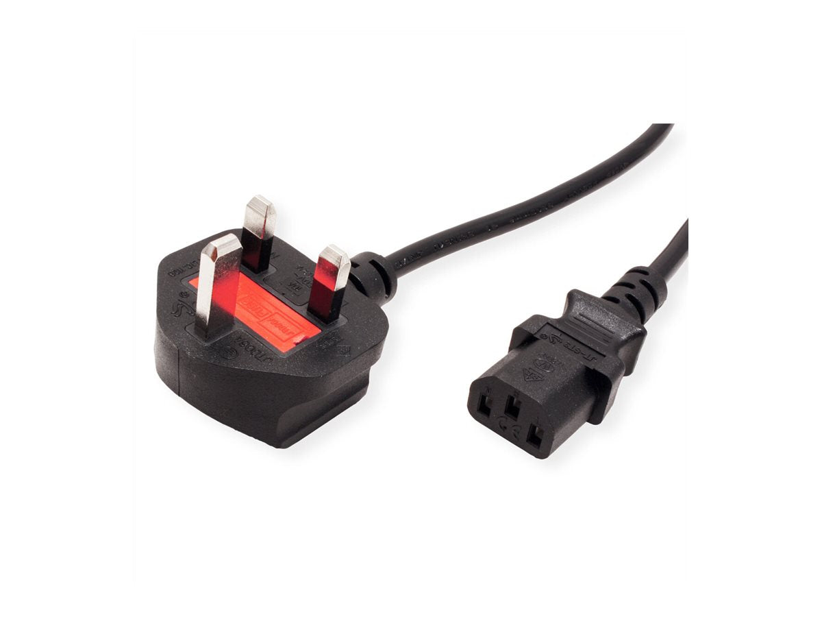VALUE UK Netzkabel gerade IEC-Buchse 10A schwarz 1,95m - Vorderansicht