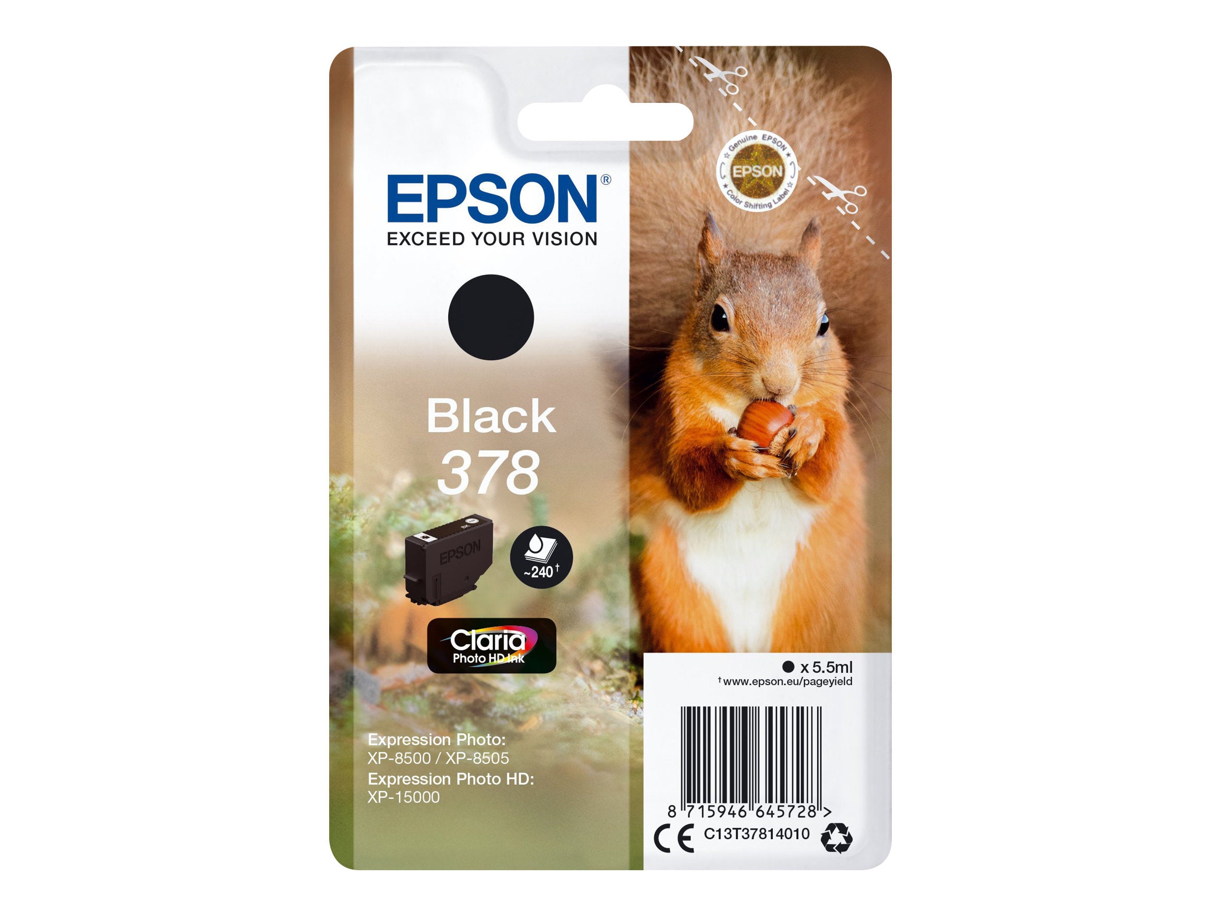 EPSON 5LB Singlepack Black 378 Tintenpatrone Vorderansicht