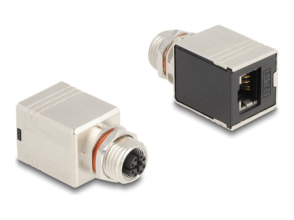 DELOCK M12 Adapter X-kodiert 8 Pin Buchse zu RJ45 Buchse Cat.6A STP geschirmt gerade - Vorderansicht