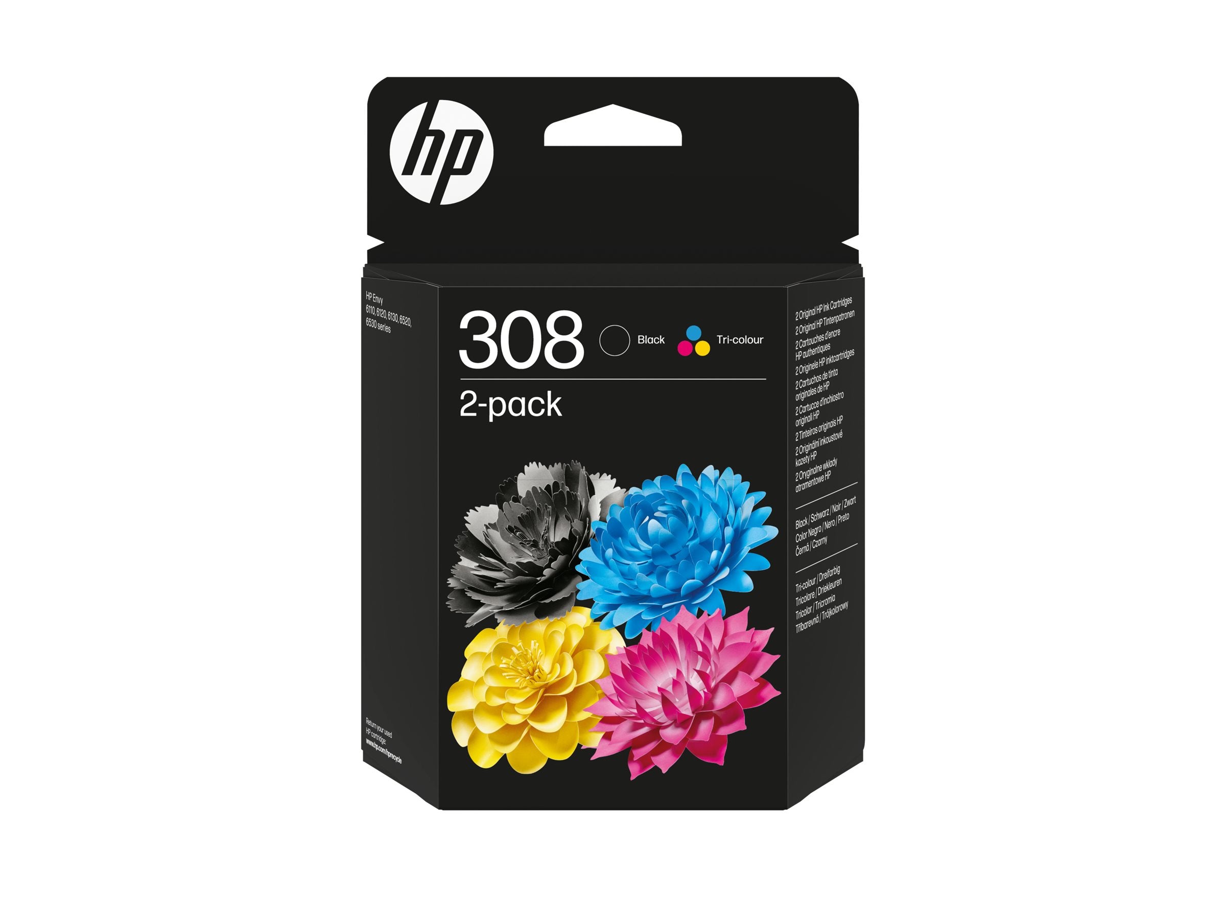 HP 308 Black/Tri-Color Ink Cartridge Combo 2-Pack Verpackung