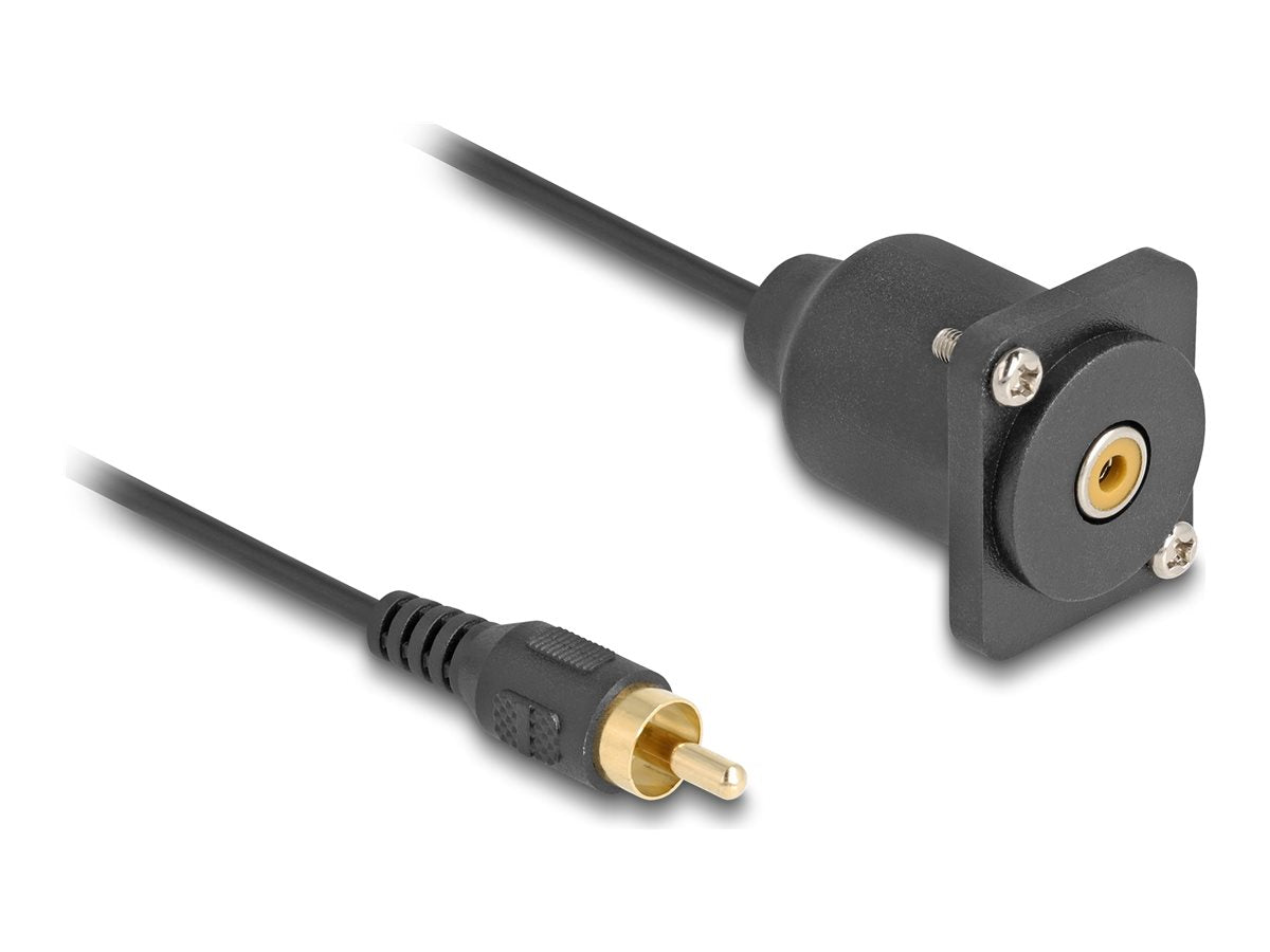 DELOCK D-Typ Kabel Cinch Stecker zu Buchse schwarz 20cm - Vorderansicht