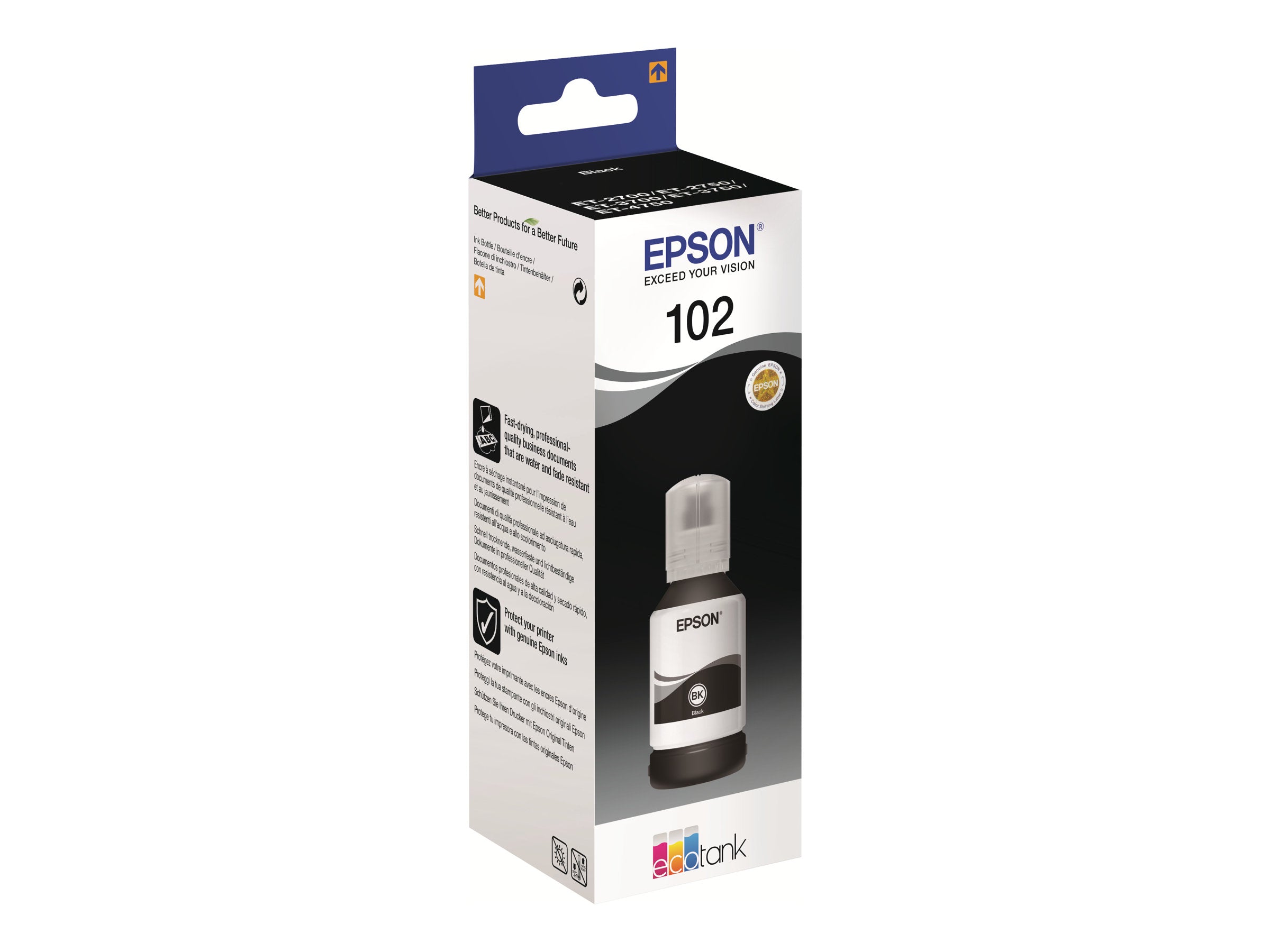 EPSON 4LB EcoTank Black ink bottle pigmented Vorderansicht
