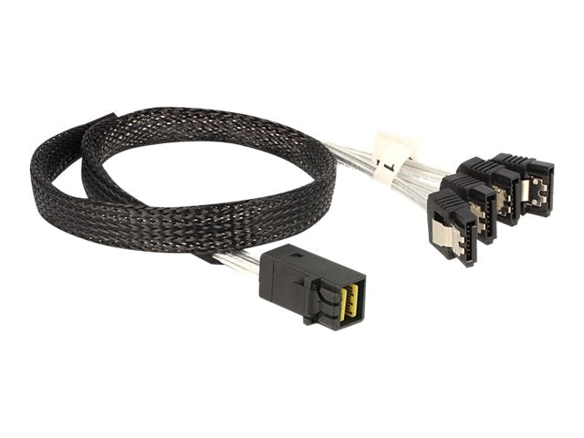 DELOCK Kabel Mini SAS HD SFF 8643 x4 Stecker > 4 x SATA Buchse 0,5 m - Vorderansicht