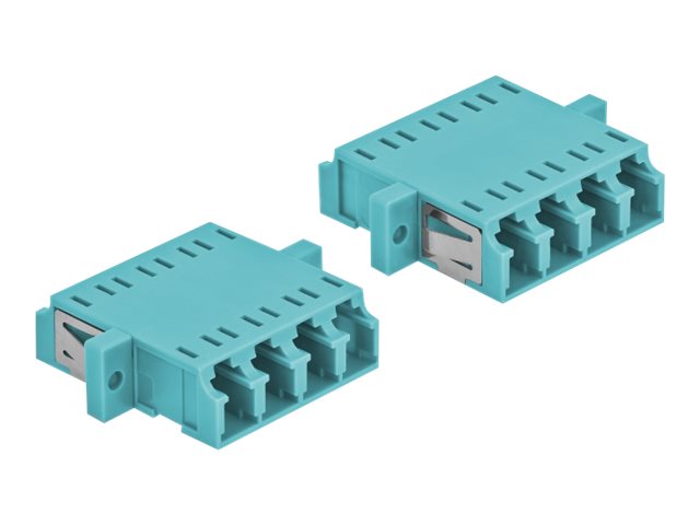 DELOCK LWL Kupplung LC Quad Buchse zu LC Quad Buchse Multimode 2 Stück hellblau