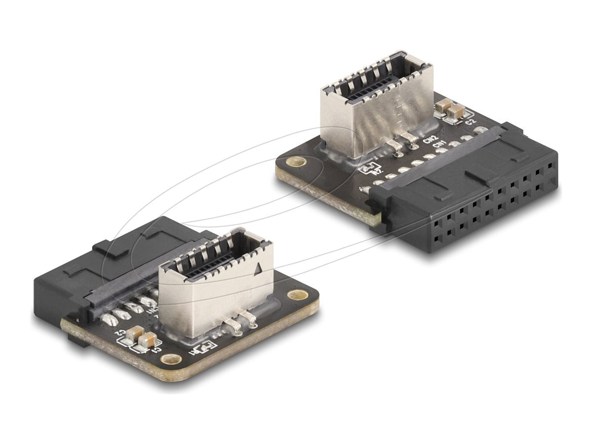 DELOCK USB 5 Gbps Adapter Pfostenbuchse zu intern Typ-E Key A Buchse gewinkelt - Vorderansicht